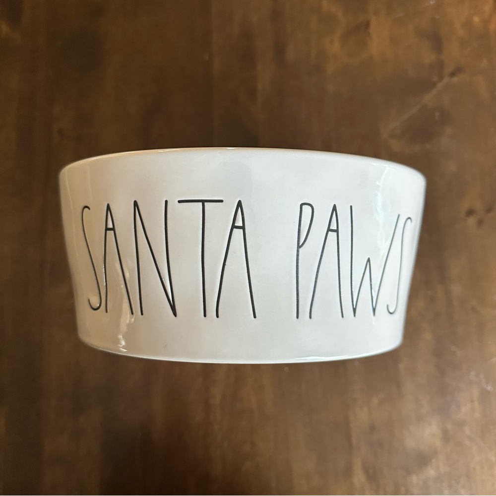 Rae Dunn Santa Paws Large Dog Water Bowl Christmas Holiday Pet Animal Cat 🐾